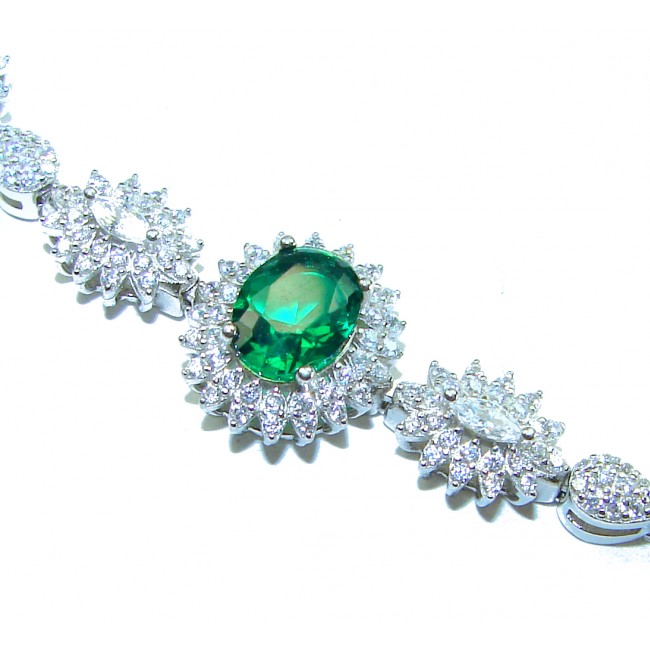 Giovanna - Authentic 6.8 carat Emerlad .925 Sterling Silver handcrafted Statement bracelet