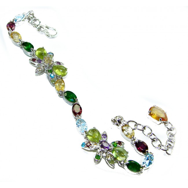 Spectacular 19.5 carat authentic Multistone .925 Sterling Silver handmade Bracelet