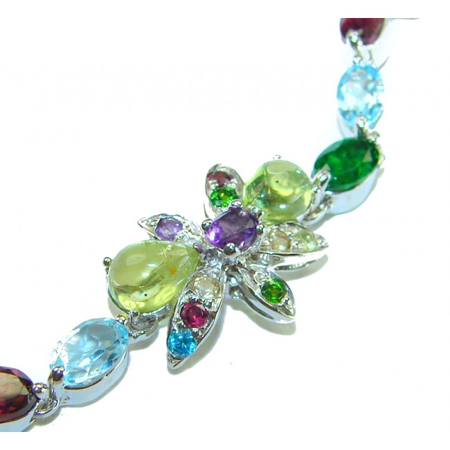 Spectacular 19.5 carat authentic Multistone .925 Sterling Silver handmade Bracelet