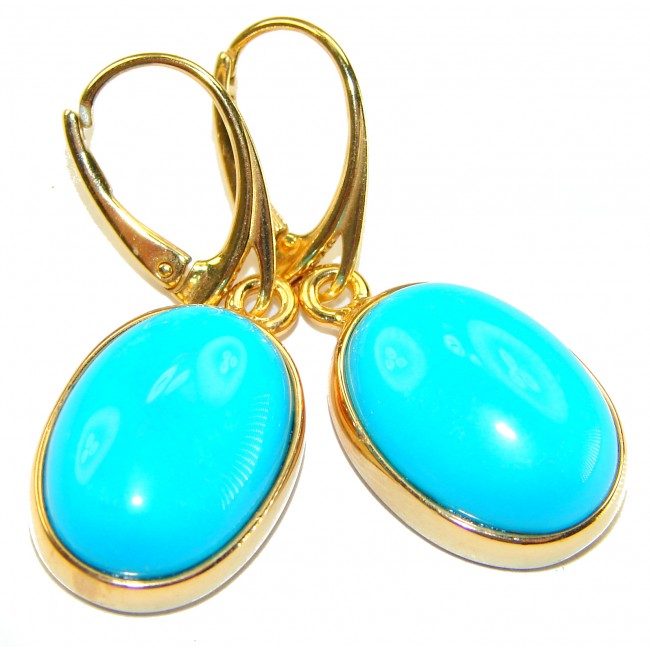 Great authentic Sleeping Beauty Turquoise 18K Gold over .925 Sterling Silver handcrafted Earrings