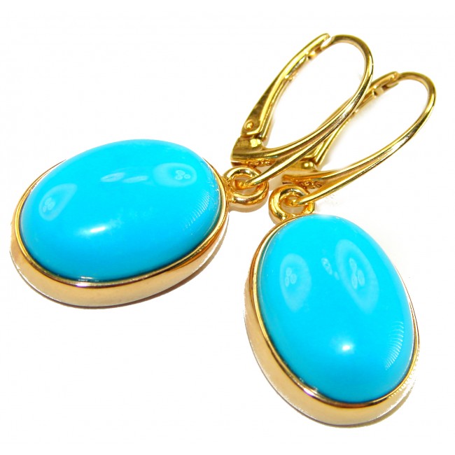 Great authentic Sleeping Beauty Turquoise 18K Gold over .925 Sterling Silver handcrafted Earrings