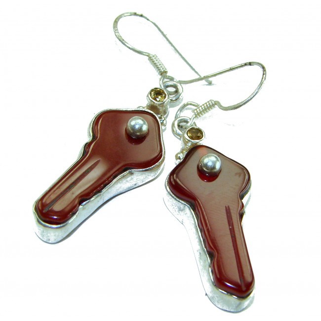Sublime Orange Carnelian .925 Sterling Silver handmade earrings