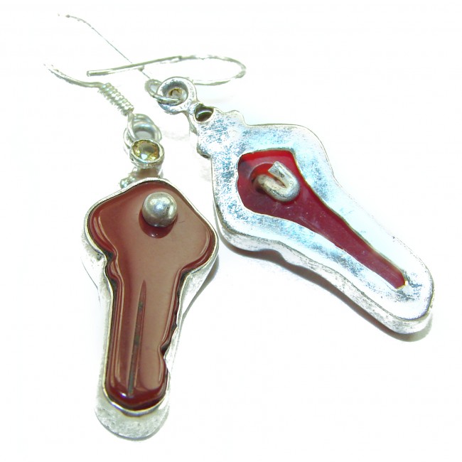 Sublime Orange Carnelian .925 Sterling Silver handmade earrings