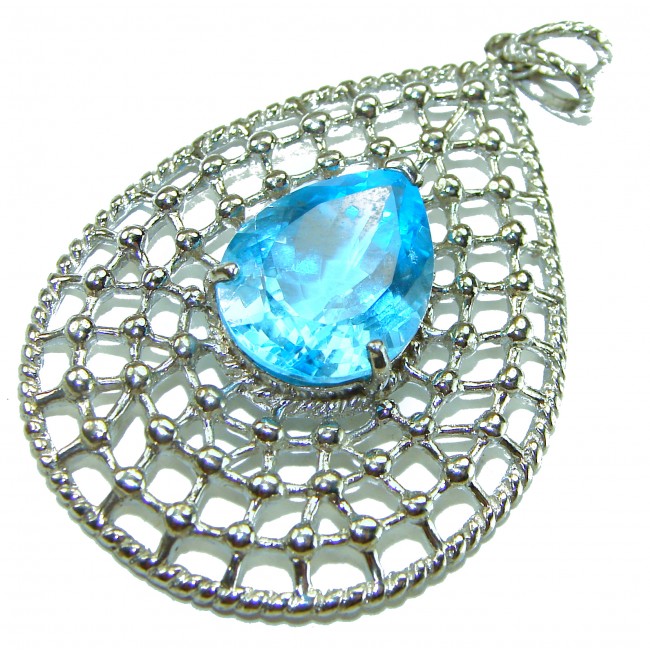 Pacifica 12.5 carat authentic Blue Topaz .925 Sterling Silver Handcrafted pendant - photo 2