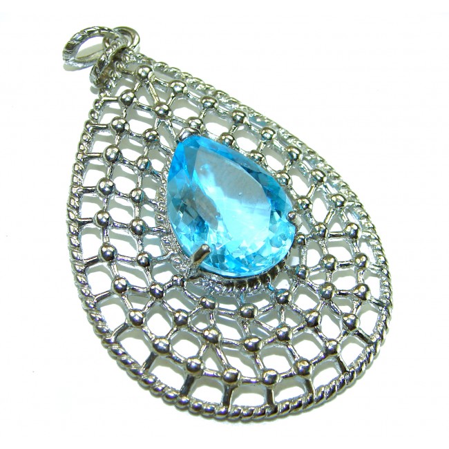 Pacifica 12.5 carat authentic Blue Topaz .925 Sterling Silver Handcrafted pendant - photo 1
