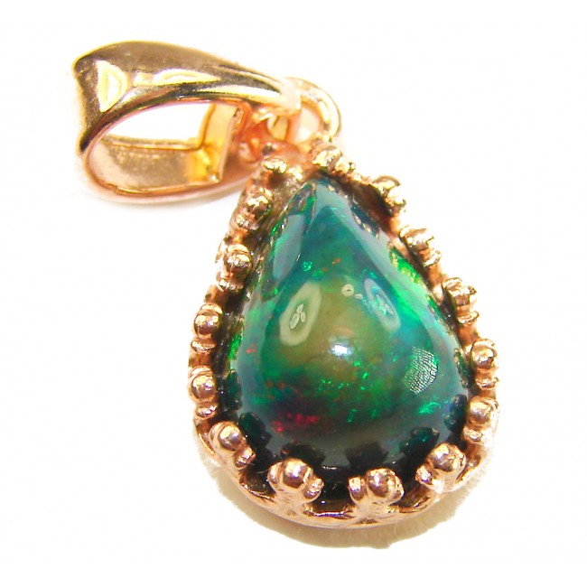 New GALAXY 5.8 CTW Authentic Black Opal 14K Gold over .925 Sterling Silver handmade Pendant