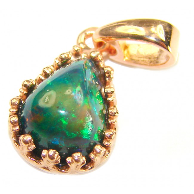 New GALAXY 5.8 CTW Authentic Black Opal 14K Gold over .925 Sterling Silver handmade Pendant