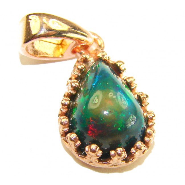 New GALAXY 5.8 CTW Authentic Black Opal 14K Gold over .925 Sterling Silver handmade Pendant