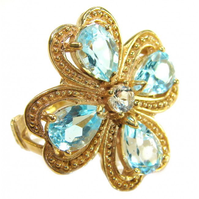 Vintage Beauty 18.8 carat Swiss Blue Topaz .925 Sterling Silver handcrafted Large ring size 7 1/4