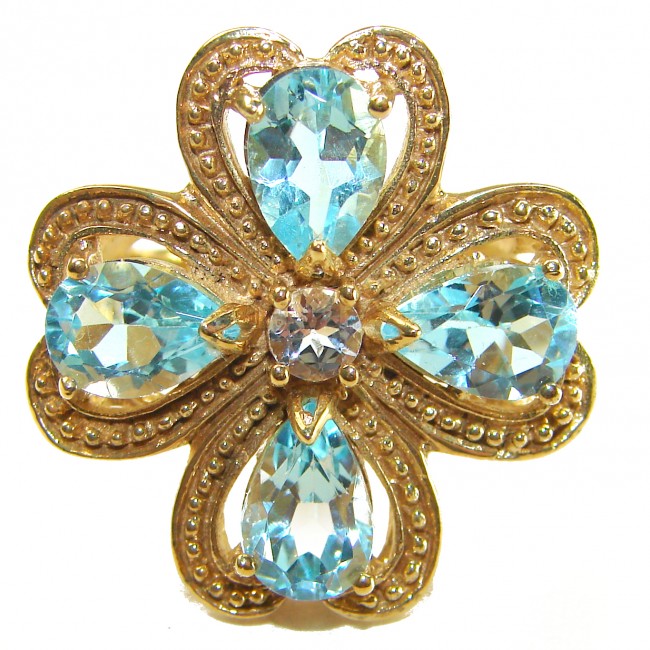 Vintage Beauty 18.8 carat Swiss Blue Topaz .925 Sterling Silver handcrafted Large ring size 7 1/4