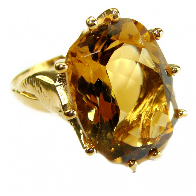 18.8 carat Genuine Heliodor 14K Gold over .925 Sterling Silver handcrafted ring size 10