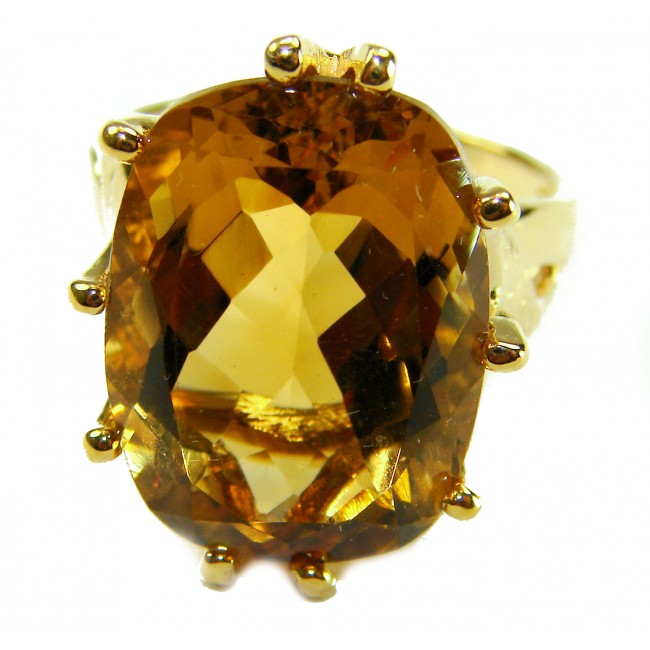 18.8 carat Genuine Heliodor 14K Gold over .925 Sterling Silver handcrafted ring size 10