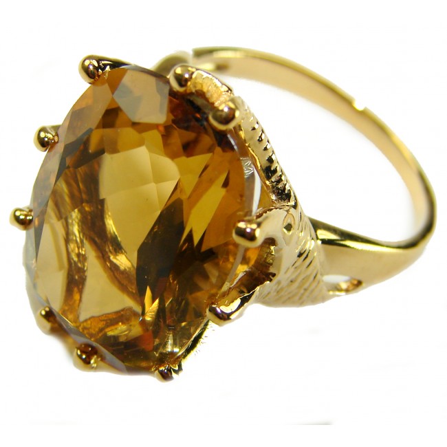 18.8 carat Genuine Heliodor 14K Gold over .925 Sterling Silver handcrafted ring size 10