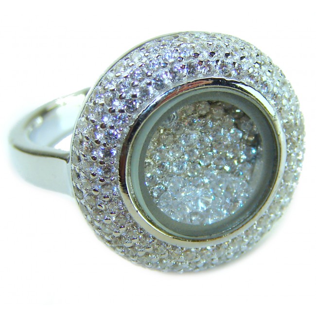 Floating Memories 12.5 carat White Topaz .925 Sterling Silver Handcrafted Ring size 6 1/4 - photo 3