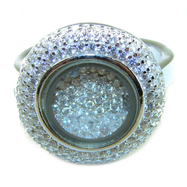 Floating Memories 12.5 carat White Topaz .925 Sterling Silver Handcrafted Ring size 6 1/4 - photo 2