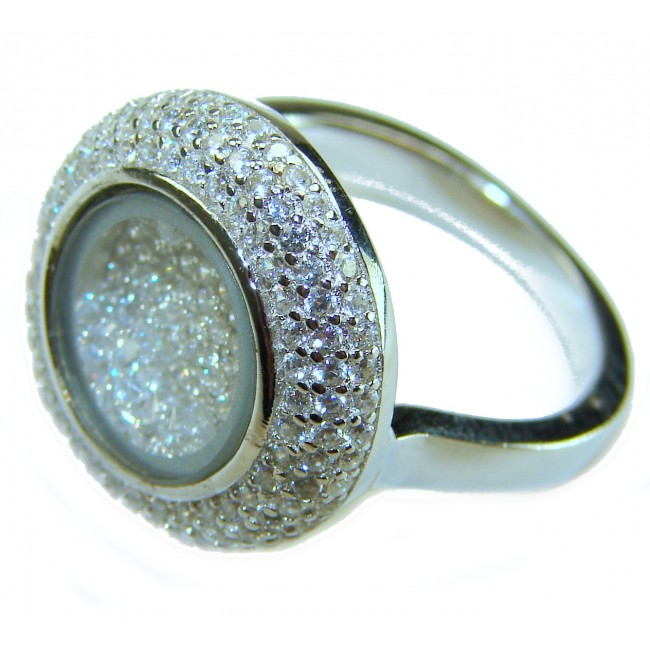 Floating Memories 12.5 carat White Topaz .925 Sterling Silver Handcrafted Ring size 6 1/4 - photo 1