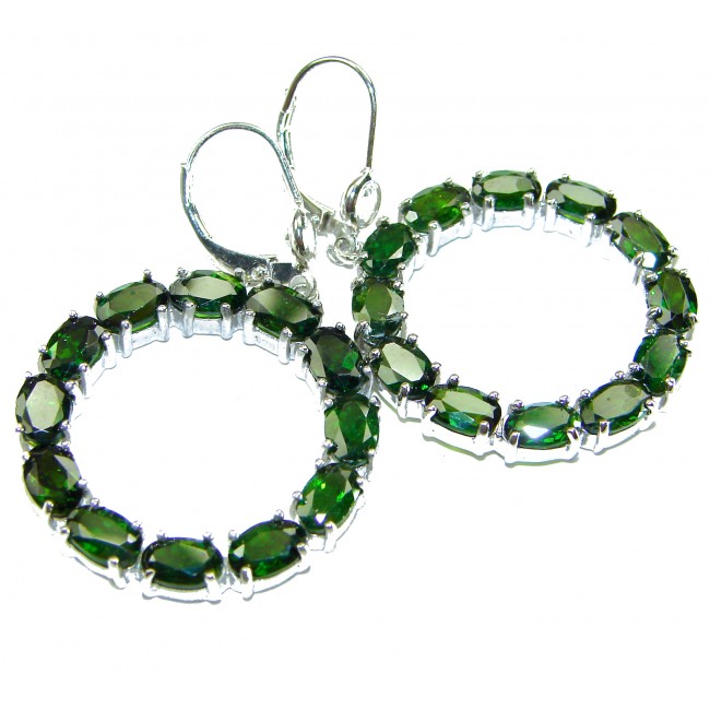 Authentic 22.9 carat CHROME DIOPSIDE from Siberia .925 Sterling Silver handmade Large Statement earrings