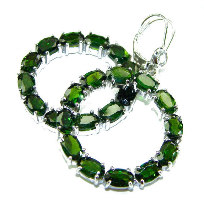 Authentic 22.9 carat CHROME DIOPSIDE from Siberia .925 Sterling Silver handmade Large Statement earrings