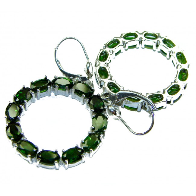 Authentic 22.9 carat CHROME DIOPSIDE from Siberia .925 Sterling Silver handmade Large Statement earrings