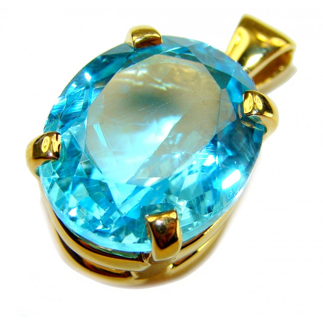 Atlantica 10.7 carat Swiss Blue Topaz 18K Gold over .925 Sterling Silver Handcrafted Pendant - photo 3