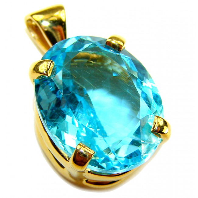Atlantica 10.7 carat Swiss Blue Topaz 18K Gold over .925 Sterling Silver Handcrafted Pendant - photo 2