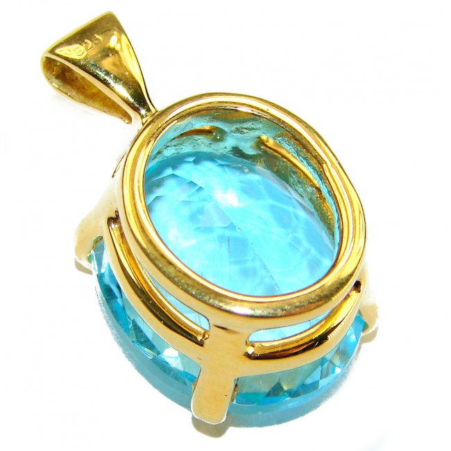 Atlantica 10.7 carat Swiss Blue Topaz 18K Gold over .925 Sterling Silver Handcrafted Pendant - photo 1