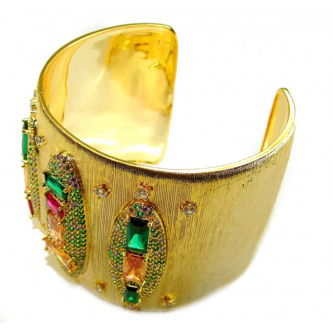 Byzantine design Authentic Topaz 18K Gold over .925 Sterling Silver handcrafted Bracelet / Cuff