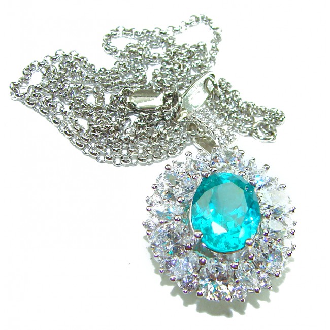 Wonderland 6.8 carat Paraiba Tourmaline .925 Sterling Silver Handcrafted Statement necklace