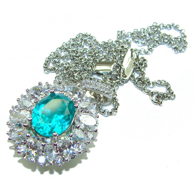 Wonderland 6.8 carat Paraiba Tourmaline .925 Sterling Silver Handcrafted Statement necklace