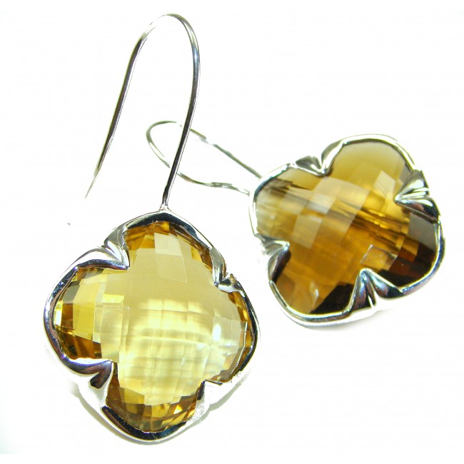 Alessandra 22.5 carat Champagne Smoky Topaz .925 Sterling Silver handmade Earrings