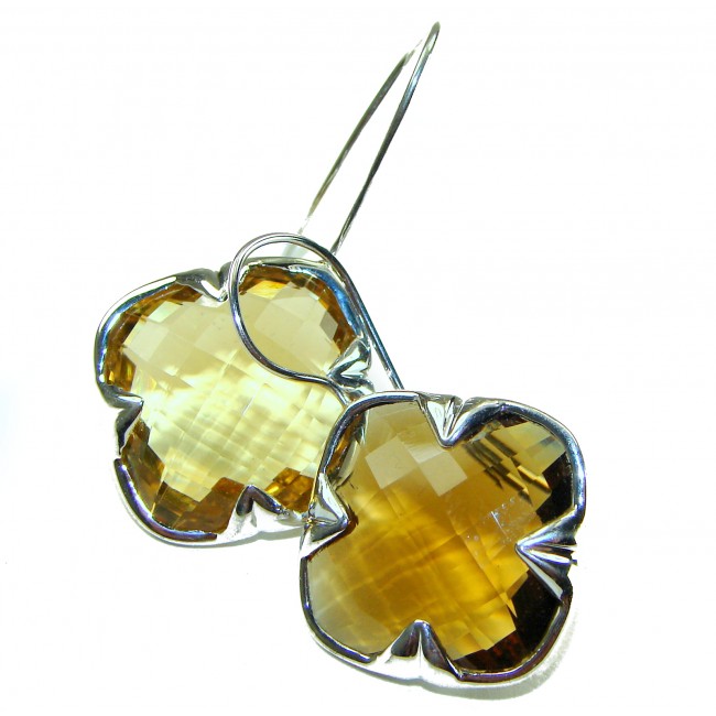 Alessandra 22.5 carat Champagne Smoky Topaz .925 Sterling Silver handmade Earrings