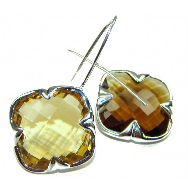 Alessandra 22.5 carat Champagne Smoky Topaz .925 Sterling Silver handmade Earrings