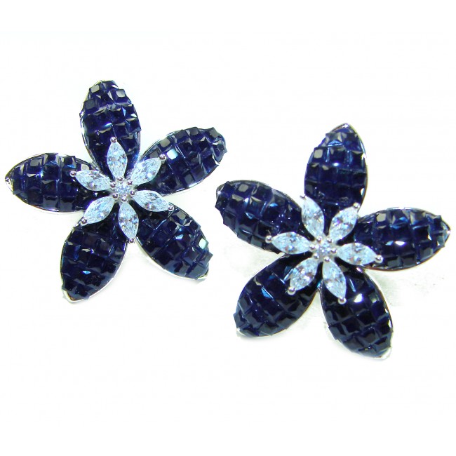 Incredible green Flowers genuine 10.5 CARAT Sapphire .925 Sterling Silver handcrafted Earrings
