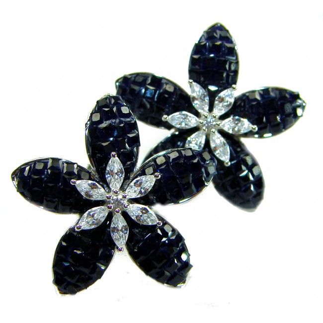 Incredible green Flowers genuine 10.5 CARAT Sapphire .925 Sterling Silver handcrafted Earrings