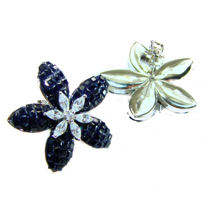 Incredible green Flowers genuine 10.5 CARAT Sapphire .925 Sterling Silver handcrafted Earrings