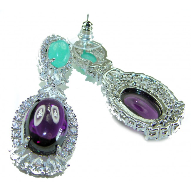 Elizabeth 21.5 carat Authentic Amethyst from Uruguay .925 Sterling Silver handcrafted Statement earrings