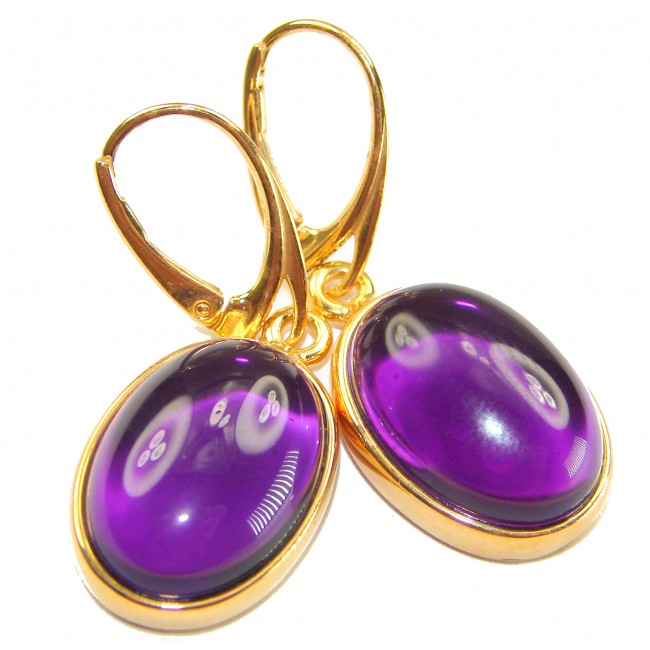 Lavender Beauty authentic 16.2 carat Amethyst 14K Gold over .925 Sterling Silver handcrafted earrings