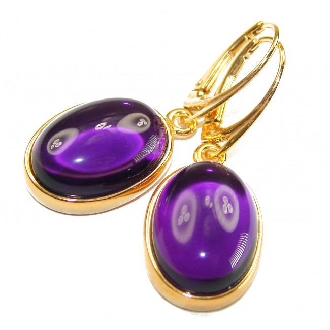 Lavender Beauty authentic 16.2 carat Amethyst 14K Gold over .925 Sterling Silver handcrafted earrings
