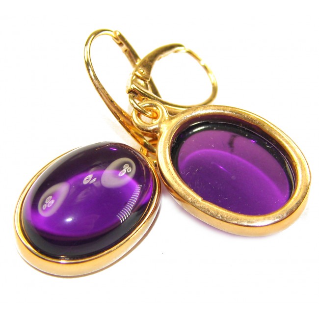 Lavender Beauty authentic 16.2 carat Amethyst 14K Gold over .925 Sterling Silver handcrafted earrings