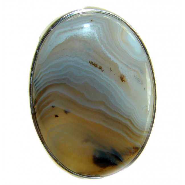 Simplicity Scentic Botswana Agate .925 Sterling Silver Ring s. 8 adjustable