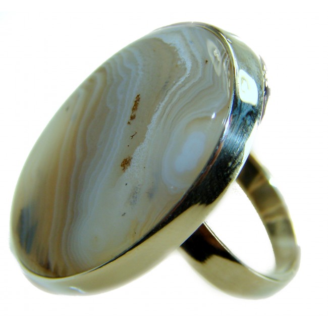 Simplicity Scentic Botswana Agate .925 Sterling Silver Ring s. 8 adjustable