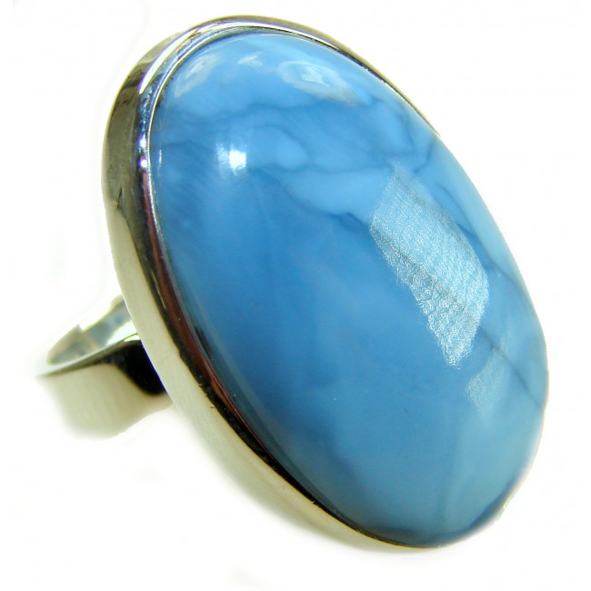 Rare and Spectacular 25.9 carat authentic Andean (Peruvian) Blue Opal .925 Sterling Silver Handcrafted Ring size 8
