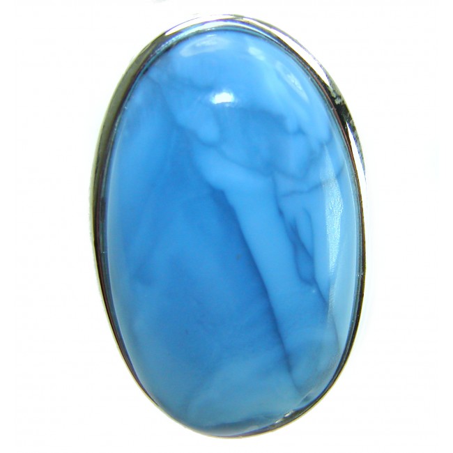 Rare and Spectacular 25.9 carat authentic Andean (Peruvian) Blue Opal .925 Sterling Silver Handcrafted Ring size 8