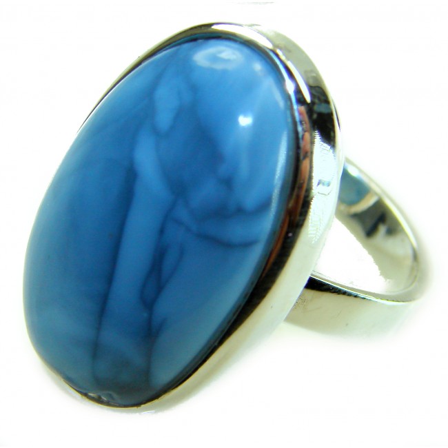 Rare and Spectacular 25.9 carat authentic Andean (Peruvian) Blue Opal .925 Sterling Silver Handcrafted Ring size 8