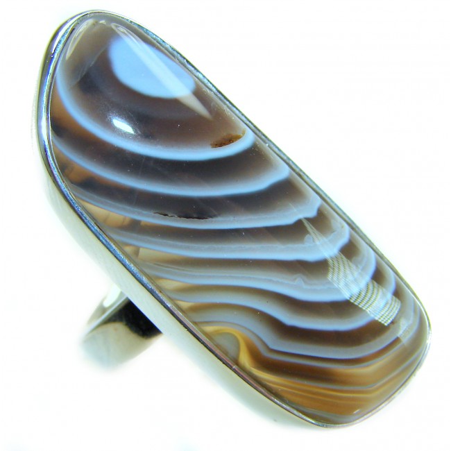 Sahara Dune Top Quality Botswana Agate .925 Sterling Silver handcrafted Ring s. 8 adjustable