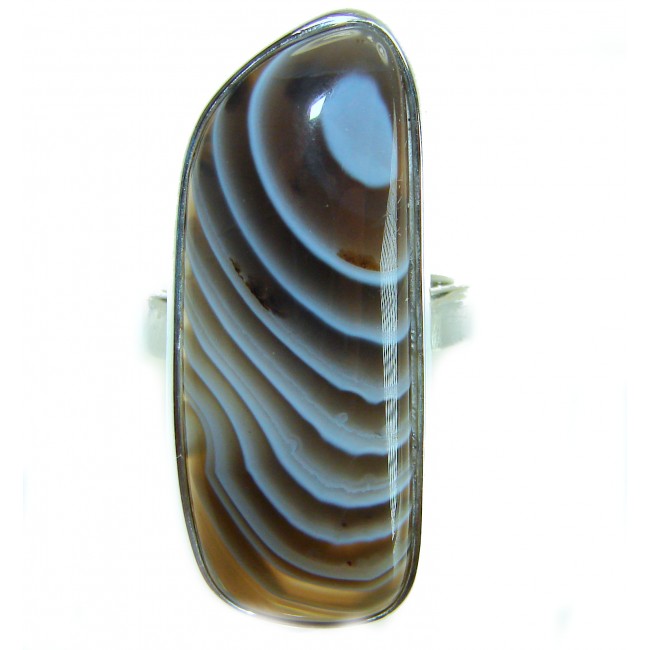 Sahara Dune Top Quality Botswana Agate .925 Sterling Silver handcrafted Ring s. 8 adjustable