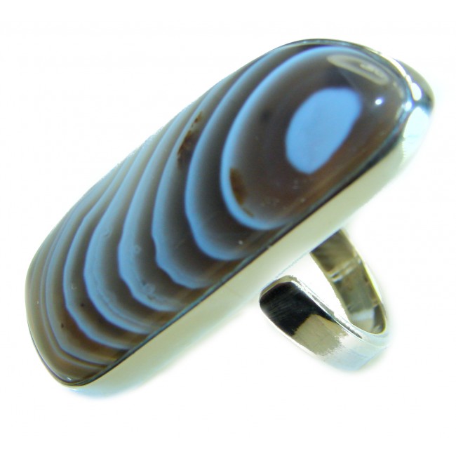 Sahara Dune Top Quality Botswana Agate .925 Sterling Silver handcrafted Ring s. 8 adjustable