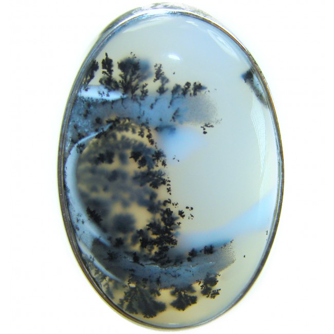 LARGE Top Quality Dendritic Agate .925 Sterling Silver handcrafted Ring s. 7 adjustable