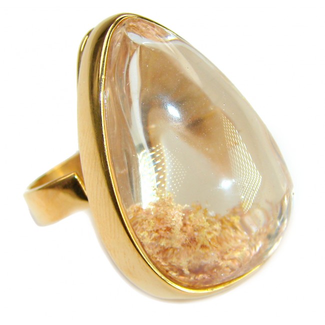 The best quality genuine 26.5 carat Phantom Quartz 18K Gold over .925 Sterling Silver handmade Statement Ring s. 8 adjustable - photo 3