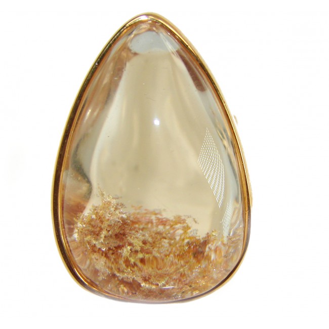 The best quality genuine 26.5 carat Phantom Quartz 18K Gold over .925 Sterling Silver handmade Statement Ring s. 8 adjustable - photo 2